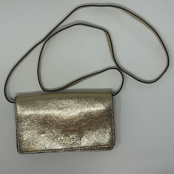 Coach Handbags - Coach Gold Glitter Clutch